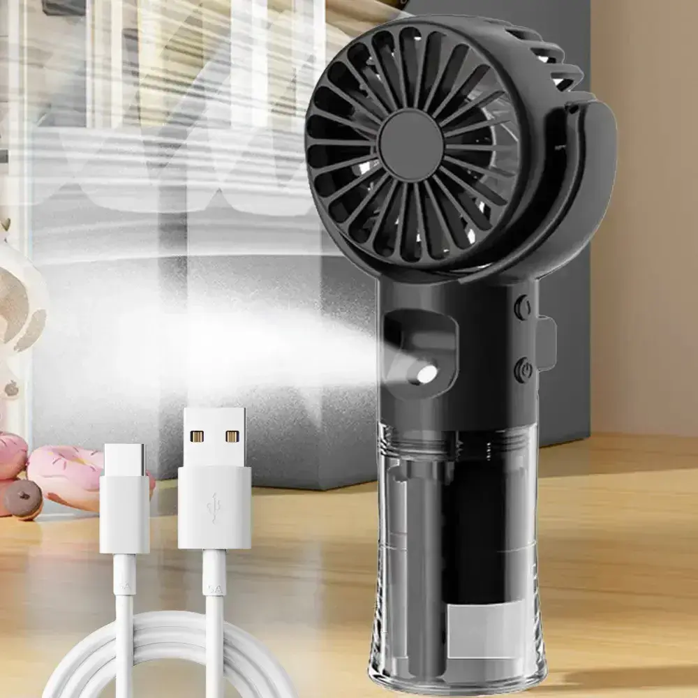 Ручний вентилятор з USB-розпилювачем / Акумуляторний міні вентилятор - Зображення 5