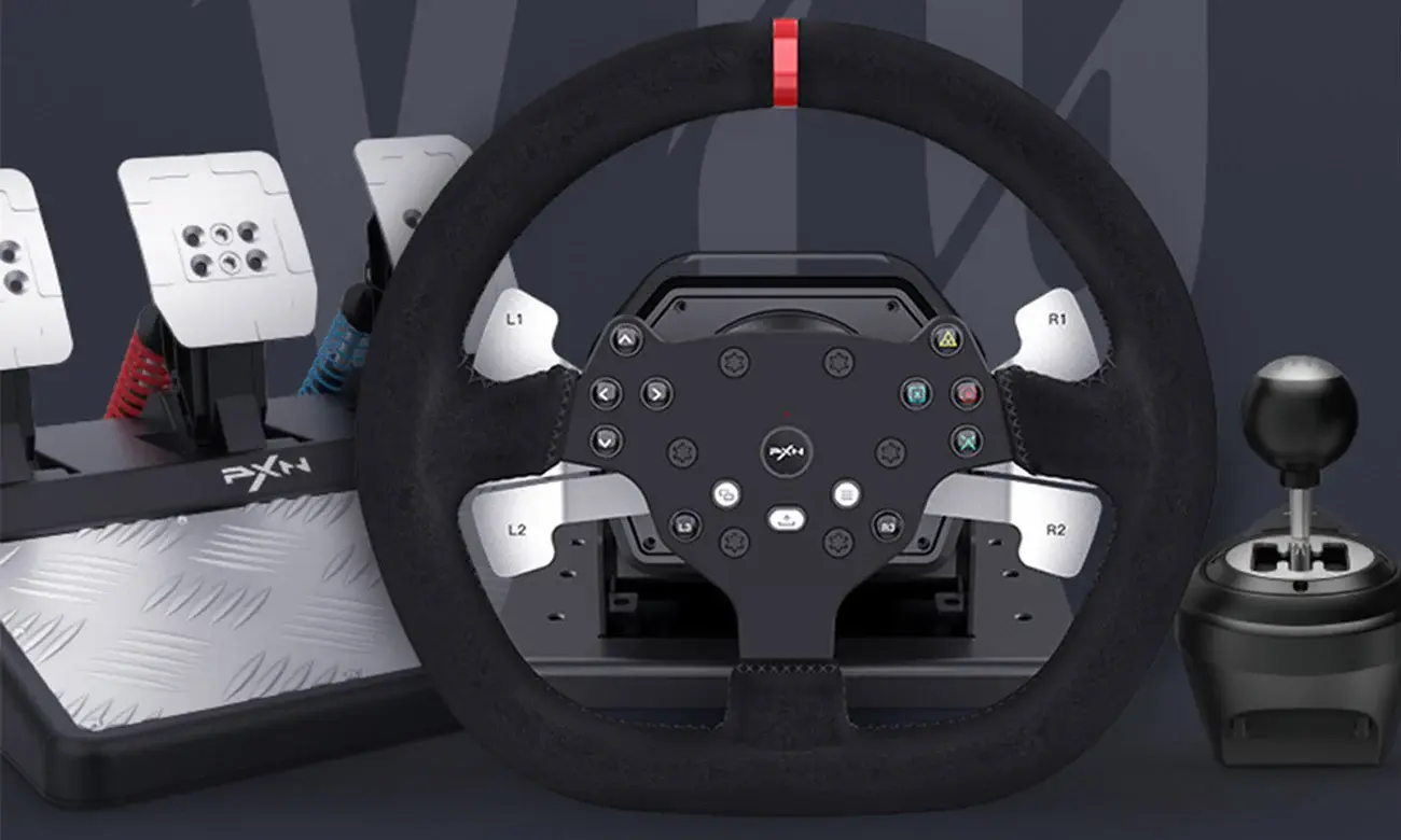 Ігрове кермо 3 педалі PXN V10 Gaming Racing PC/PS3/PS4/XO/SWITCH Професійне ігрове кермо (270°/900°) - Зображення 3