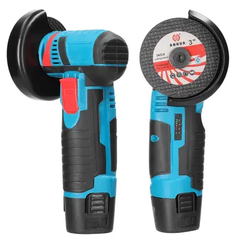 Професійна акумуляторна болгарка Meterk 500W 12V, Кутова шліфувальна машина 76 мм на акумуляторі, шліфувальна машина 19500 об/хв в кейсі Синя - Зображення 3
