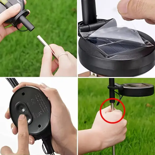 Садовий декоративний газонний світильник "Шар прозорий" 3000К H-70см D-8см на сонячній батареї - Зображення 4