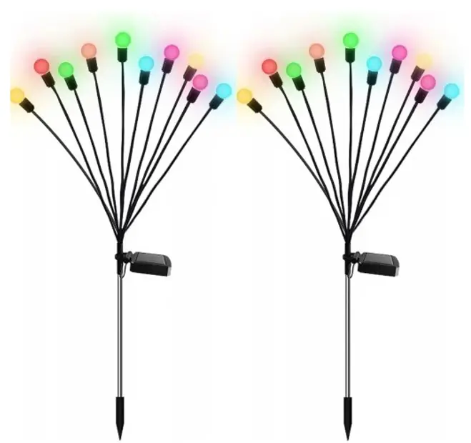 Садовий світлодіодний світильник на сонячній батареї - Світлячок (2шт набір) RGB - Зображення 2
