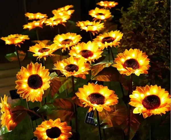 Садовий світильник на сонячній батареї Соняшник, 75 см, Теплий білий / Газовий світлодіодний ліхтар - Зображення 7