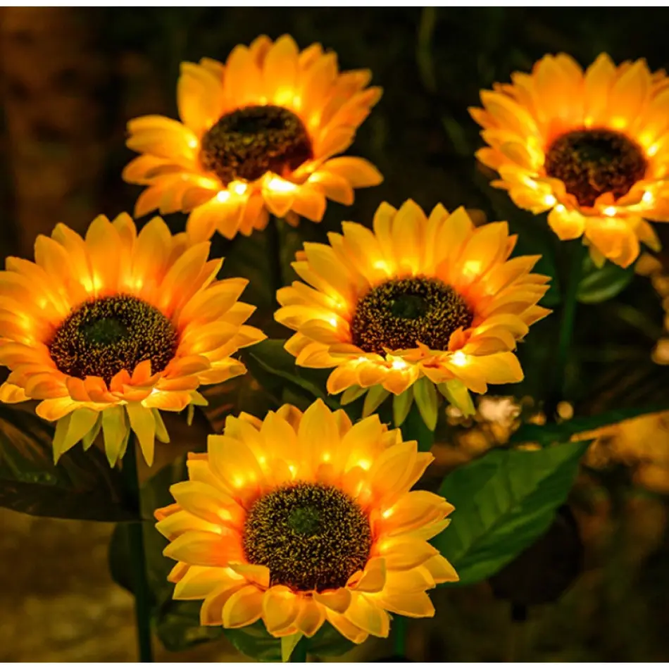 Садовий світильник на сонячній батареї Соняшник, 75 см, Теплий білий / Газовий світлодіодний ліхтар - Зображення 2