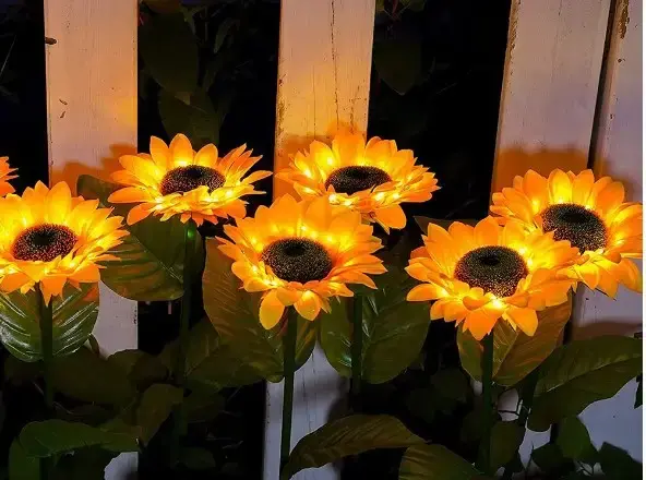 Садовий світильник на сонячній батареї Соняшник, 75 см, Теплий білий / Газовий світлодіодний ліхтар - Зображення 5