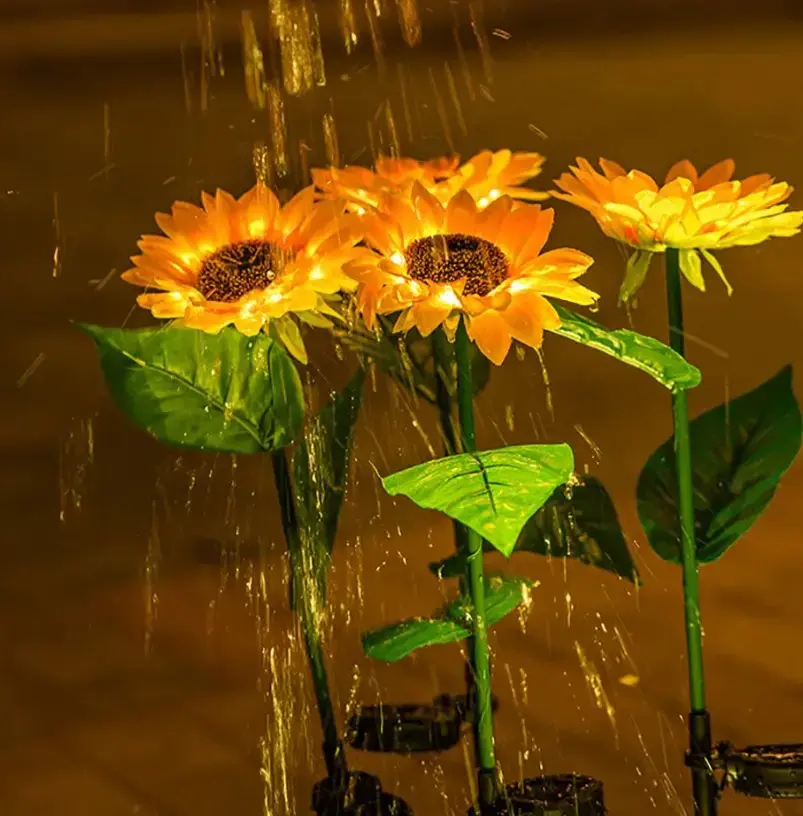 Садовий світильник на сонячній батареї Соняшник, 75 см, Теплий білий / Газовий світлодіодний ліхтар - Зображення 6