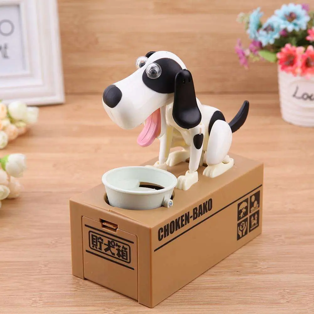 Собака поїдає монети скарбничка Choken-Bako , Чорно-білий - Зображення 4