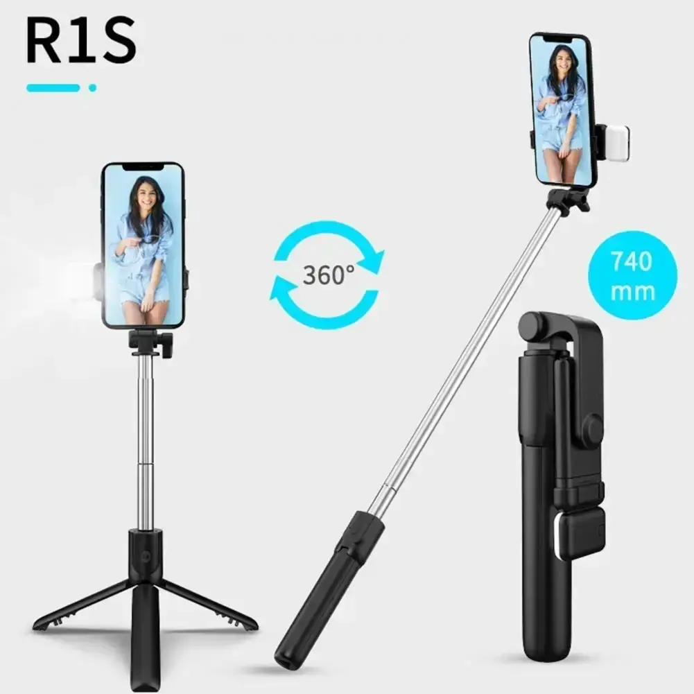Селф палиця, штатив-монопод для телефону з Bluetooth пультом та LED світлом Selfie Stick DF-01S AND 5222 (чорний) - Зображення 2