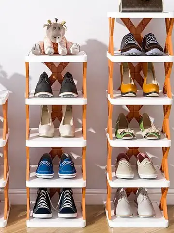 Знімна складна полиця для зберігання взуття, компактна полиця для взуття на 5 місця, дверний органайзер, полиця для взуття, багатоярусна шафа для ванної кімнати - Зображення 5