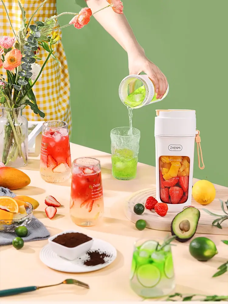 Блендер на акумуляторі для коктейлів та фрешів міні JUICER KS-FSV8 W14 M - Зображення 2