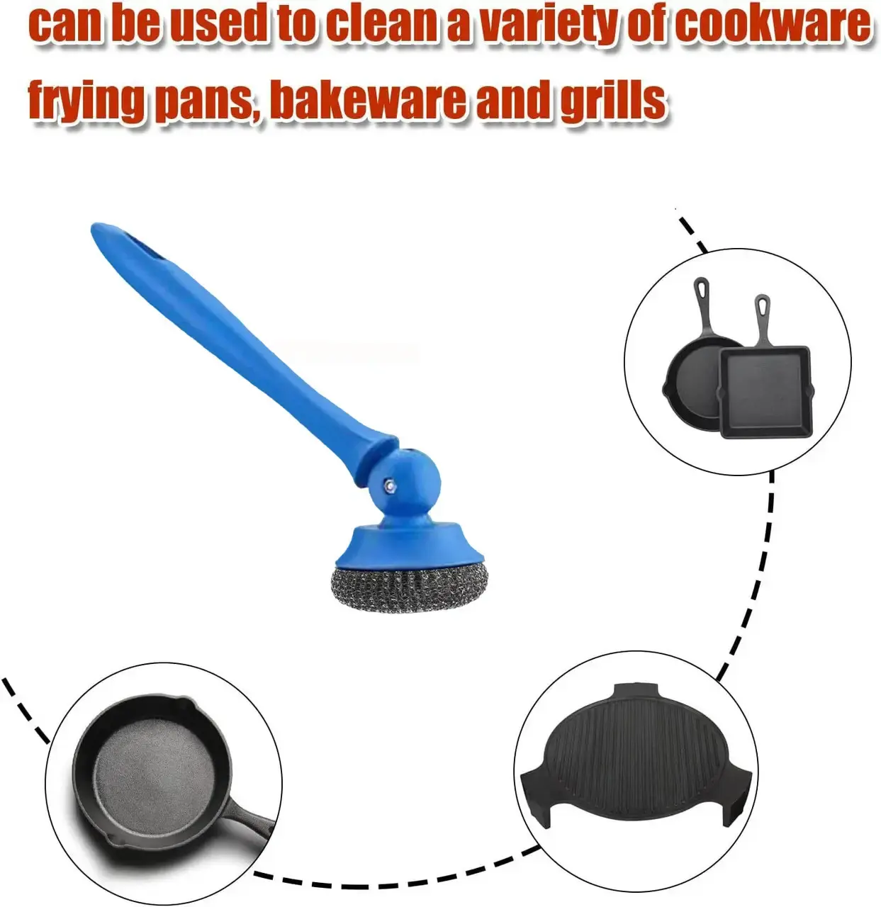 Щітка з довгою ручкою для чищення посуду, посуду, сковороди BRUSH AND-4-20-600 - Зображення 5