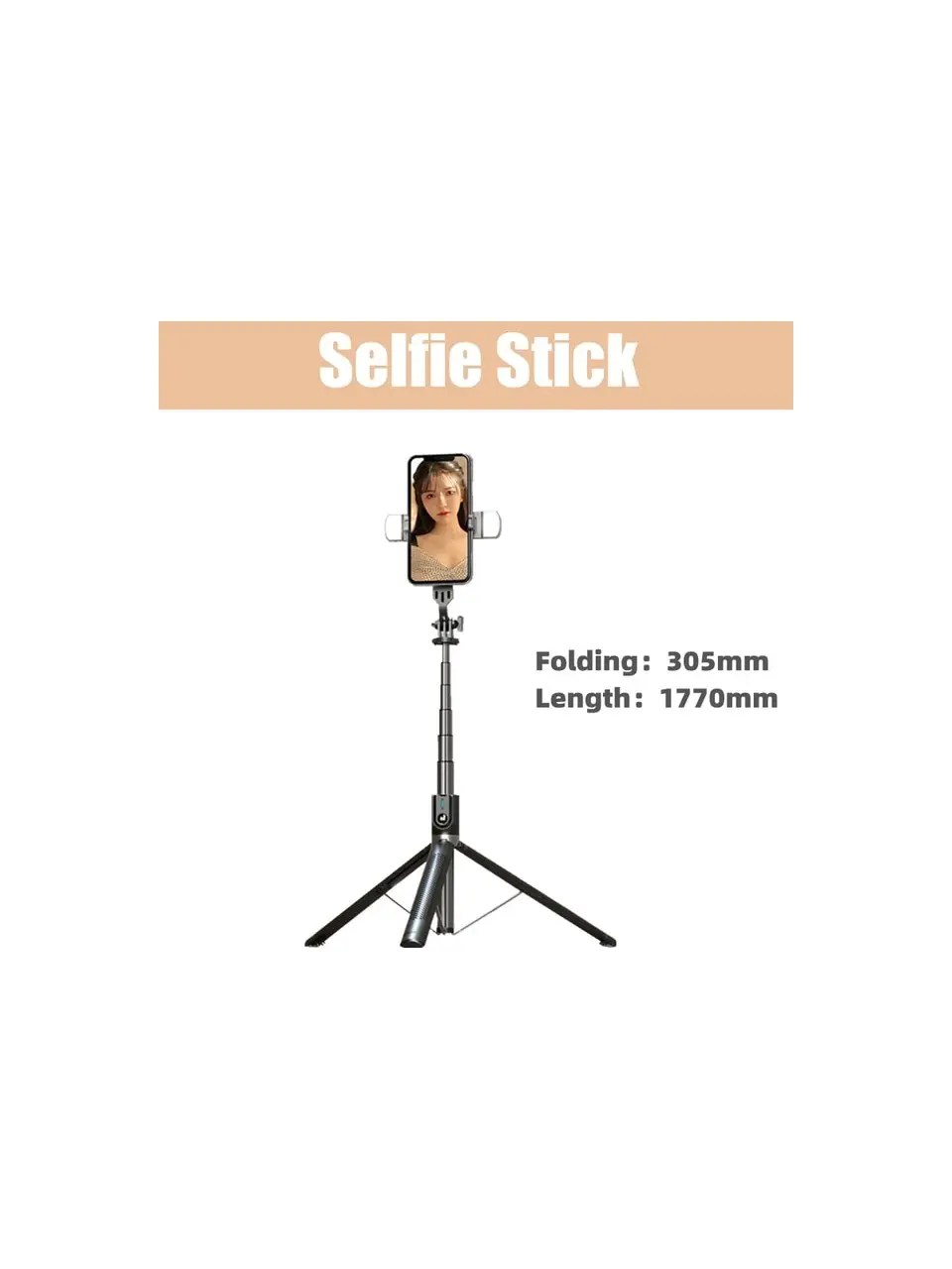 Штатив-трипод для телефону 1.77м з Bluetooth пультом та підсвічуванням P100 / Селф палка-штатив - Зображення 2