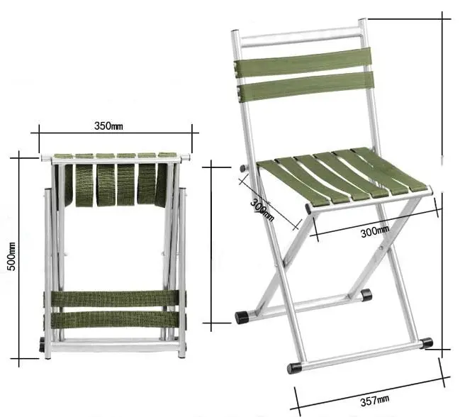 Складаний стілець для пікніка та риболовлі зі спинкою 45 см C-1 - Зображення 6