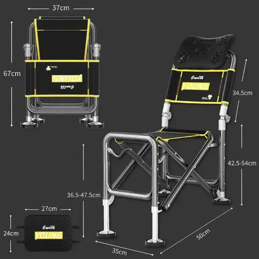 Складаний телескопічний стілець до 150 кг, ven-1252 / Стілець для рибалки / Складне крісло - Зображення 4