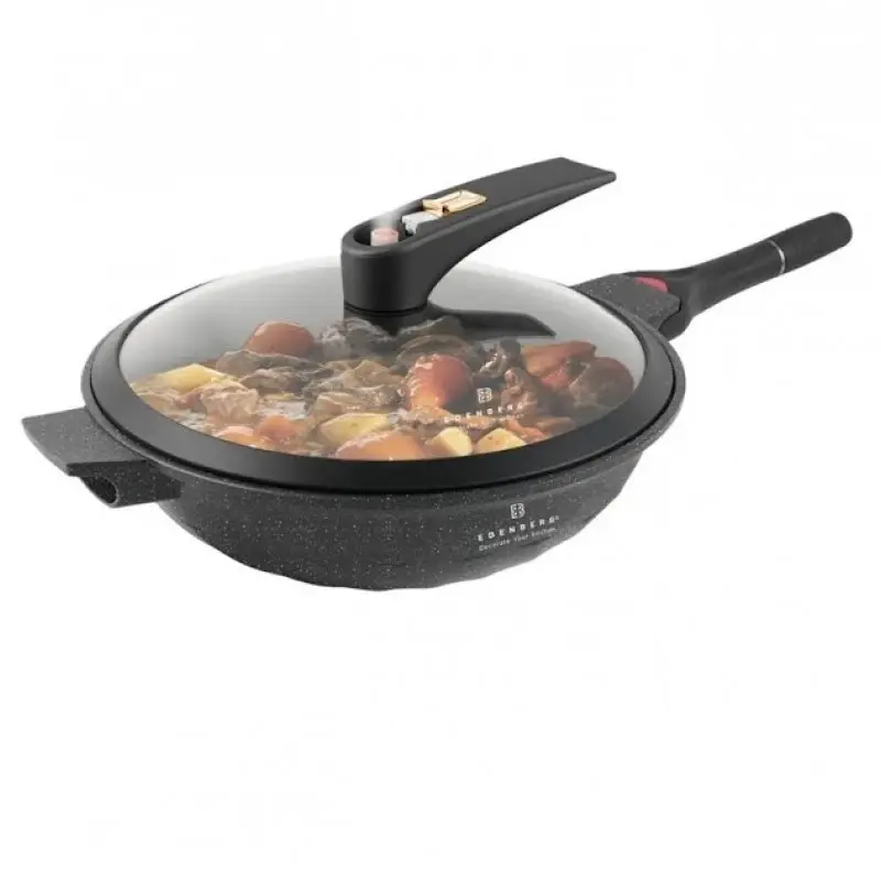 Сковорода алюмінієва 3 в 1 на 32 см з антипригарним покриттям EDENBERG EB-12112 Вок-сотейник-пароварка - Зображення 2