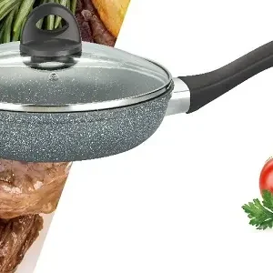 Сковорода Benson BN-494 24см, h-6,3см, глибока мармурова антипригарна покриття