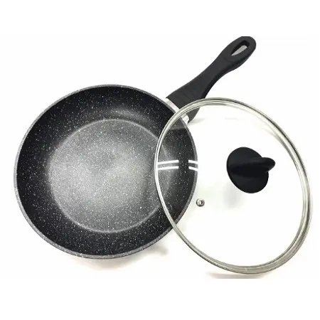 Сковорідка з кришкою 24см Benson BN-491 з мармуровим покриттям - Зображення 2