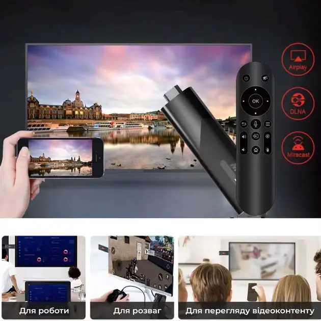 Смарт ТВ приставка LEMFO M98-Y10 2/16 Гб Smart TV Stick Android 13 (ATV) з голосовим пультом - Зображення 3