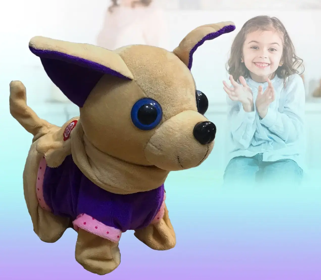 Собака інтерактивна на повідку М'яка іграшка | Дитяча іграшка щеня - Зображення 3