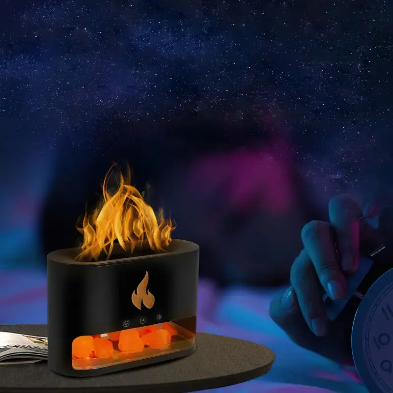 Соляна лампа з ультразвуковим зволожувачем повітря 3-в-1 Doctor-101 Flame. Сольовий світильник нічник з димом, 4 кольори підсвічування - Зображення 5