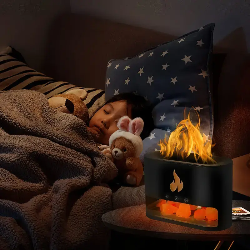 Соляна лампа з ультразвуковим зволожувачем повітря 3-в-1 Doctor-101 Flame. Сольовий світильник нічник з димом, 4 кольори підсвічування - Зображення 4