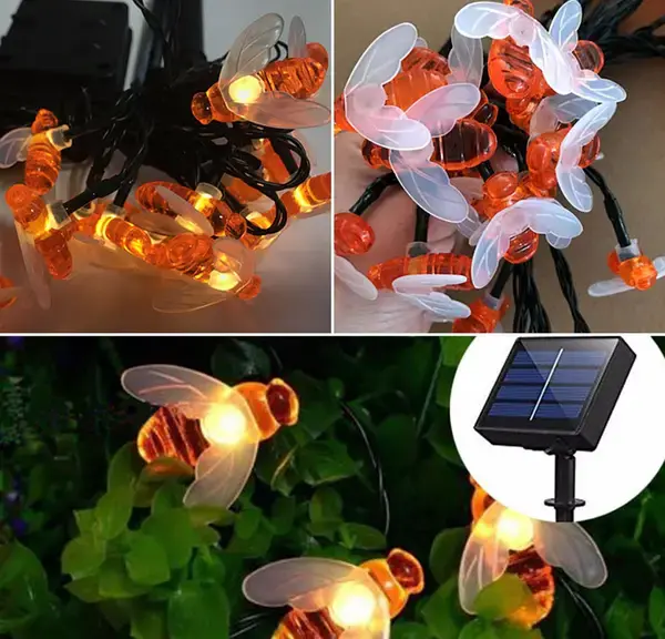 Сонячна гірлянда "Бджілки" 30 ламп 4,5 м, теплий-білий - Зображення 4