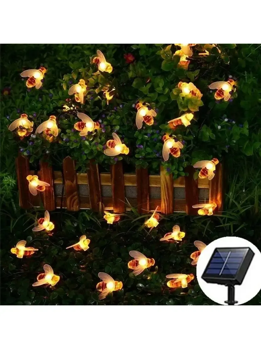 Сонячна гірлянда "Бджілки" 30 ламп 4,5 м, теплий-білий - Зображення 3