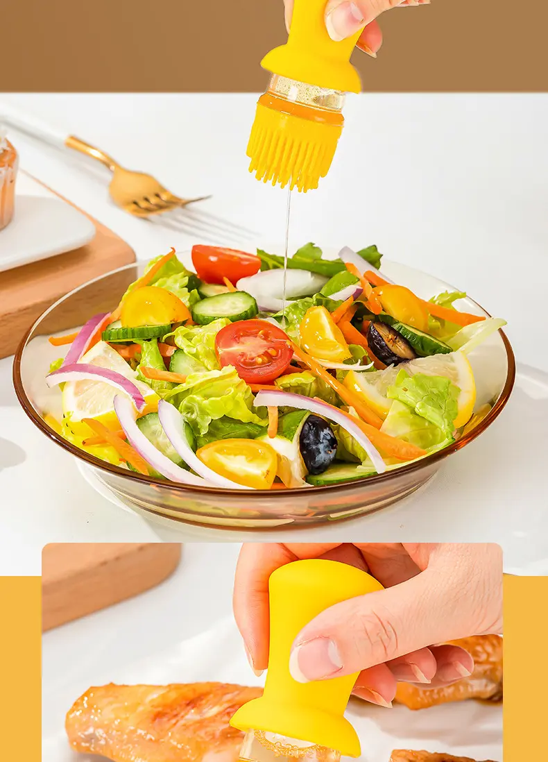 Скляний дозатор оливкової олії із щіткою 2 в 1, 550 мл силіконова крапельниця для вимірювання пляшки для приготування їжі та щітка для випічки - Зображення 6