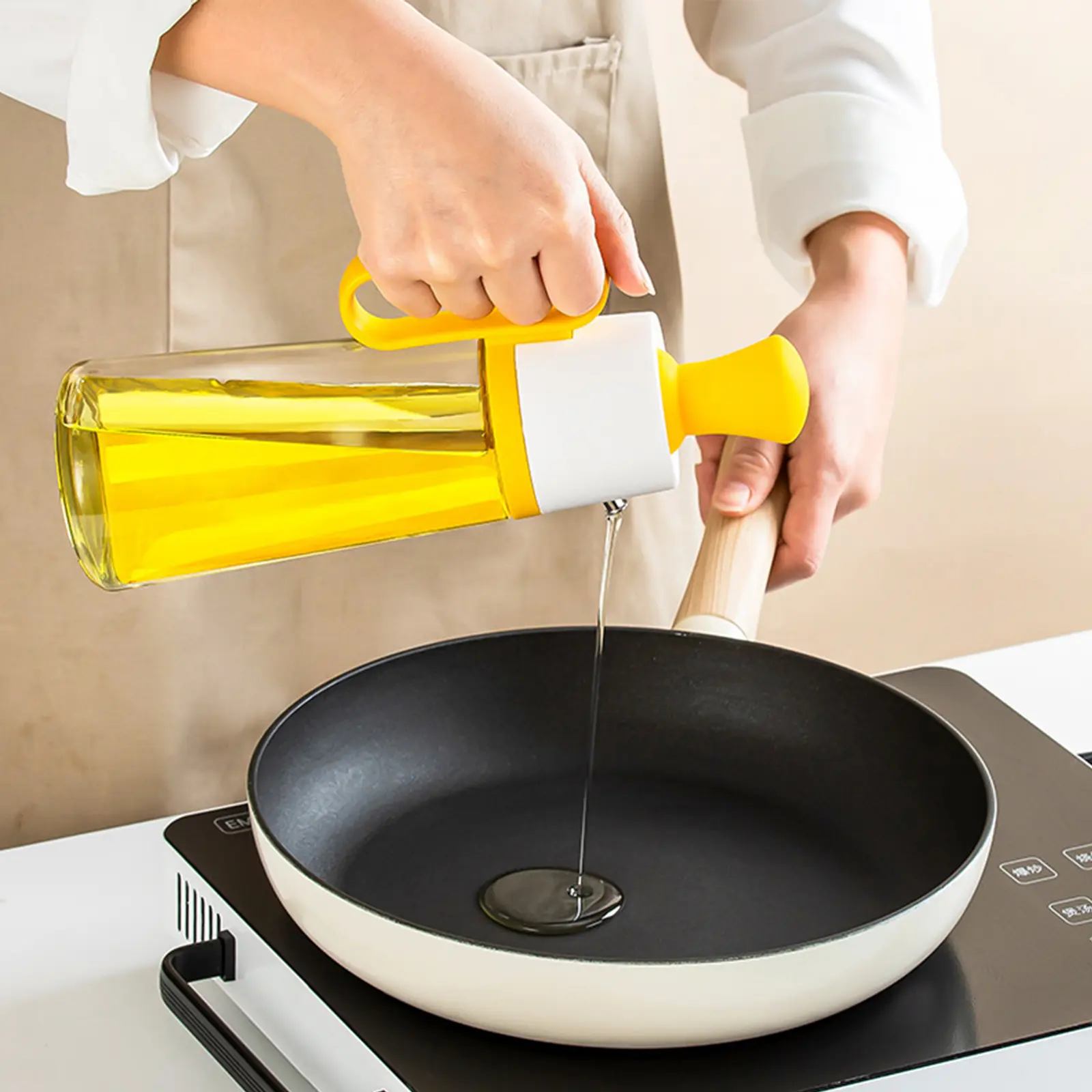 Скляний дозатор оливкової олії із щіткою 2 в 1, 550 мл силіконова крапельниця для вимірювання пляшки для приготування їжі та щітка для випічки - Зображення 3