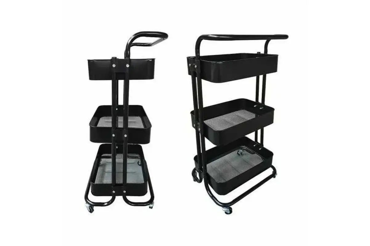 Стелаж етажерка з полицями на колесах ZM-1670 чорний - Зображення 5