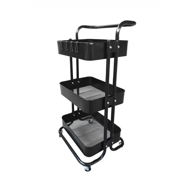 Стелаж етажерка з полицями на колесах ZM-1670 чорний - Зображення 4