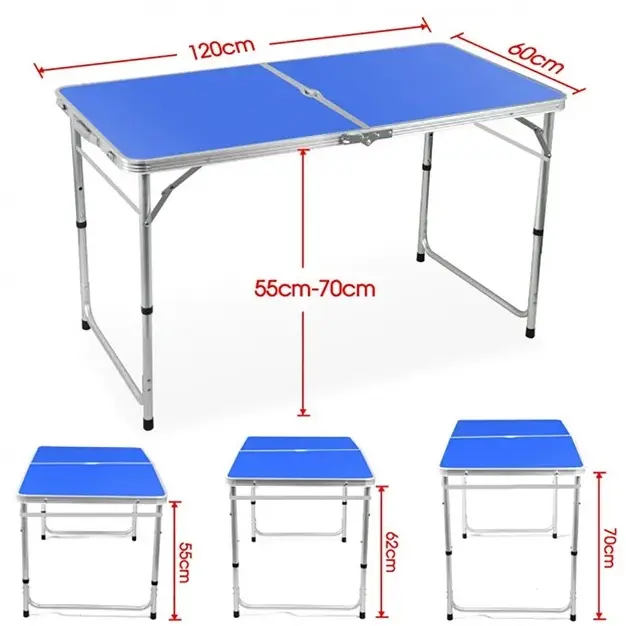 Стіл для пікніка, риболовлі складаний + 4 стільці, Синій міцний - Зображення 3