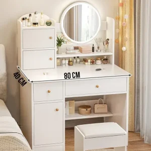 Столик для макіяжу 80х40х128 см із дзеркалом з підсвіткою LED та шафками TT811
