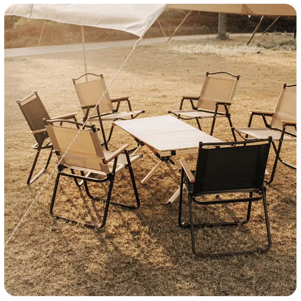 Стілець STD-05 складаний, метал+тканина В760*Ш500*Д510мм бежевий - Зображення 4