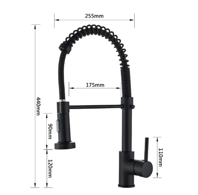Стильний кухонний змішувач Matte Black Гнучкий кран з обертанням потоку в 360 градусів - Зображення 5