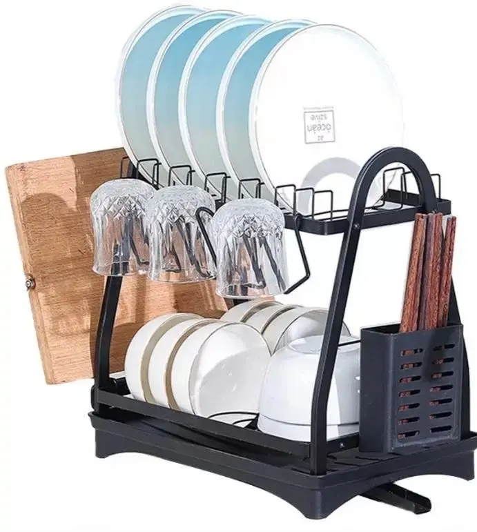 Сушарка для посуду Edenberg настільна 2 яруси 50х30х38 чорна (EB-17982)