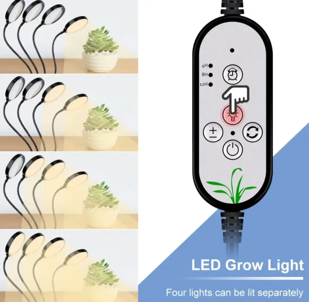 Світлодіодна фітолампа для рослин Suntech на 4 головки повний спектр з таймером та гнучким кронштейном - Зображення 5