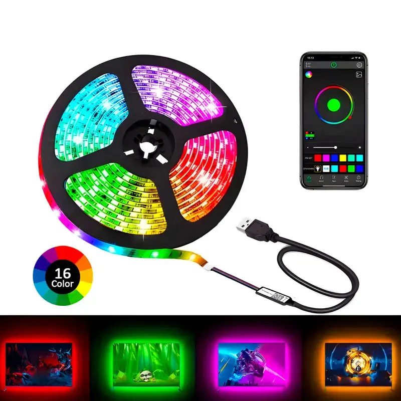 Світлодіодна стрічка LED RGB USB APP SF-20, самоклеюча, 5 м, з пультом ДУ, на 300 діодів - Зображення 2