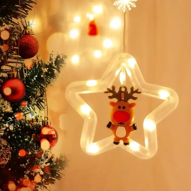 Светодиодная новогодняя гирлянда-штора Cube звезда-круг, теплый цвет (8 режимов) размер 3*0,8 м - Зображення 4