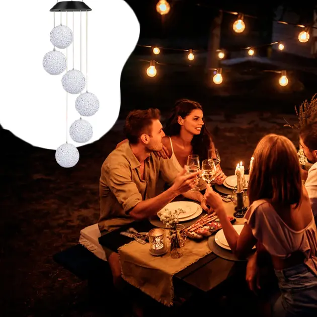 Світлодіодна вулична гірлянда WHISKET, на сонячній батареї, RGB, кришталеві кулі, 6 см - Зображення 5