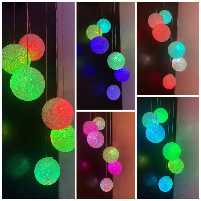 Світлодіодна вулична гірлянда WHISKET, на сонячній батареї, RGB, кришталеві кулі, 6 см - Зображення 7