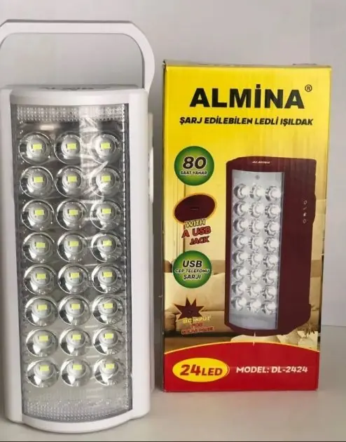 Ліхтар переносний світлодіодний з повербанком ALFARID (Almina) , вбудований акумулятор DL-2424 30000 MAH, 24 LED, ЗУ 220V - Зображення 2
