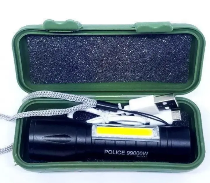 Світлодіодний ліхтарик Bailong Police COB USB BL-511 BL-515 BL-513 у пластиковому чохлі - Зображення 5