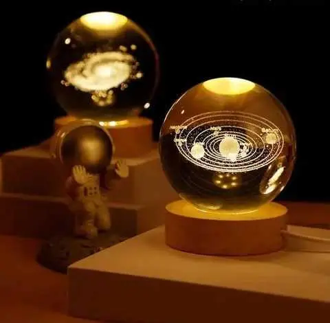 Світлодіодна кришталева куля, декоративна універсальна 3D нічниця, кришталева куля "Сонячна система" - Зображення 8