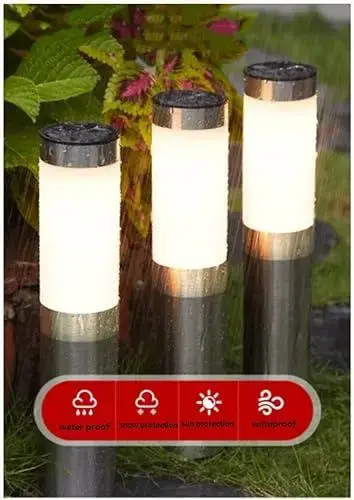 Світильники для газону Warm Solar Pillar Light Світлодіодний світильник на сонячній батареї 2шт - Зображення 4