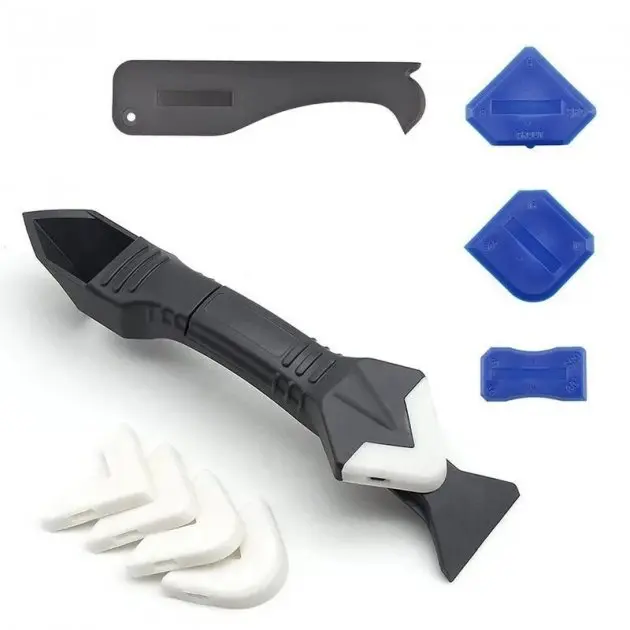 Силіконовий шпатель скребок для герметика та силікону видалення загортання швів SILICON TOWEL SCRAPER набір насадок - Зображення 5