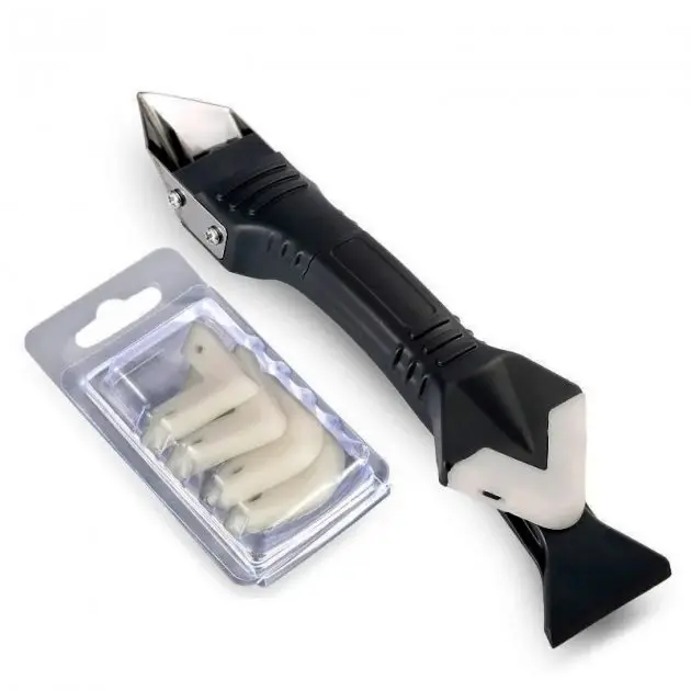 Силіконовий шпатель скребок для герметика та силікону видалення загортання швів SILICON TOWEL SCRAPER набір насадок - Зображення 4