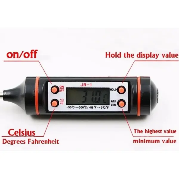 Термометр кухонний харчовий UFR цифровий електронний зі щупом для м'яса TP-101 чорний original - Зображення 5