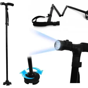 Тростина телескопічна з підсвічуванням ліхтариком і нековзною потрійною підставкою Trusty Cane