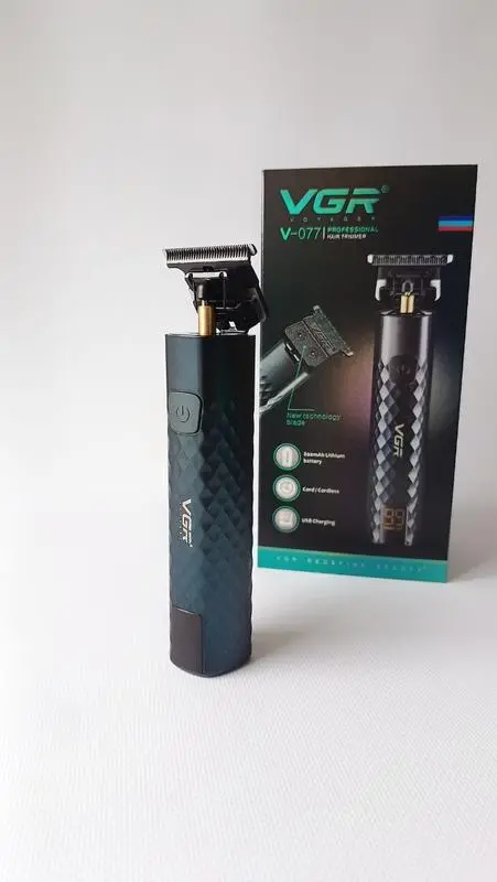 Тример для бороди, для волосся, для стрижки електричний професійний акумуляторний з дисплеєм VGR 5W USB (V-077) - Зображення 3