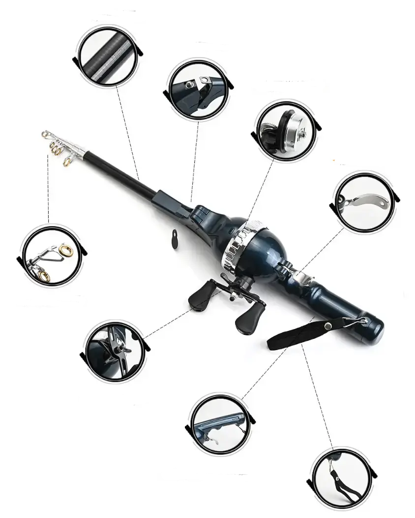 Вудка спінінг телескопічна / Міні спінінг для риболовлі - Зображення 2